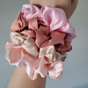 Oversized Blush Satin Scrunchie